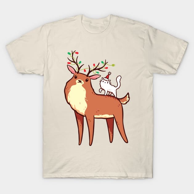 Reindeer and Kitten T-Shirt by LydiaLyd